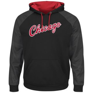 Chicago Bulls Majestic BlackRed Hardwood Classics Armor II Therma Base Pullover Hoodie