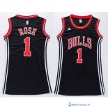 Maillot NBA Pas Cher Chicago Bulls Femme Derrick Rose 1 Noir