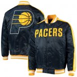 Indiana Pacers Starter Navy The Offensive Varsity Satin Full-Snap Jacket