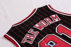 Maillot NBA Pas Cher Chicago Bulls Dennis Rodman 91 Noir Bande