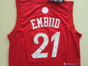 Maillot NBA Pas Cher Noël Philadelphi Sixers Joel Embiid 21 Rouge