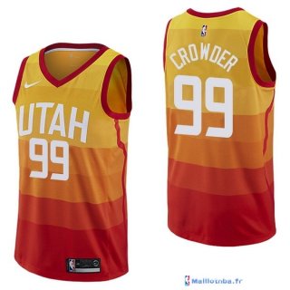 Maillot NBA Pas Cher Utah Jazz Jae Crowder 99 Nike Jaune Ville 2017/18