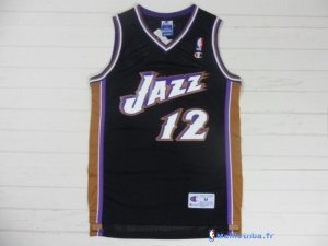 Maillot NBA Pas Cher Utah Jazz John Stockton 12 Retro Noir