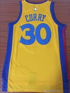 Maillot NBA Pas Cher Golden State Warriors Stephen Curry 30 Nike Jaune Ville 2017/18