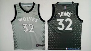 Maillot NBA Pas Cher Minnesota Timberwolves Karl Anthony Towns 32 Nike Gris Ville 2017/18