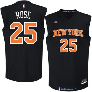 Maillot NBA Pas Cher New York Knicks Derrick Rose 25 Noir Orange