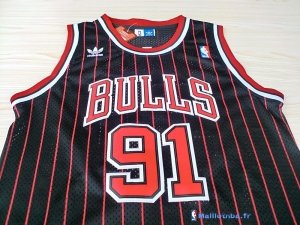 Maillot NBA Pas Cher Chicago Bulls Dennis Rodman 91 Noir Bande