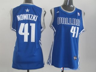 Maillot NBA Pas Cher Dallas Mavericks Femme Dirk Nowitzki 41 Bleu