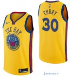 Maillot NBA Pas Cher Golden State Warriors Stephen Curry 30 Nike Jaune Ville 2017/18