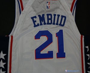 Maillot NBA Pas Cher Philadelphia Sixers Joel Embiid 21 Blanc 2017/18