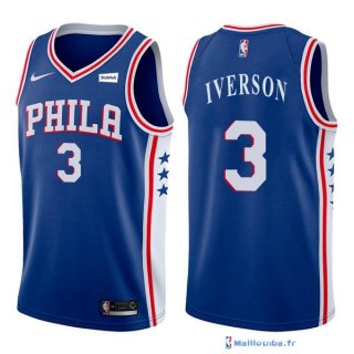 Maillot NBA Pas Cher Philadelphia Sixers Allen Iverson 3 Bleu 2017/18