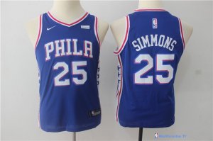 Maillot NBA Pas Cher Philadelphia Sixers Junior Ben Simmons 25 Bleu 2017/18