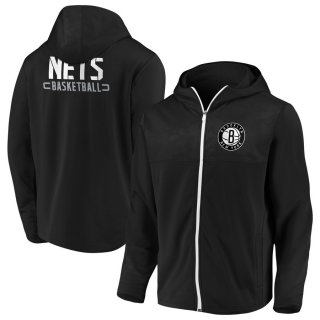 Brooklyn Nets Fanatics Branded Black Iconic Defender Mission Performance Primary Logo Full-Zip Hoodie