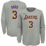 Los Angeles Lakers Anthony Davis Nike Gray Icon Name & Number Long Sleeve Performance T-Shirt