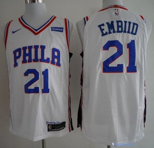 Maillot NBA Pas Cher Philadelphia Sixers Joel Embiid 21 Blanc 2017/18