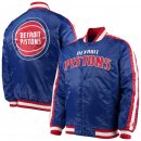 Detroit Pistons Starter Blue The Offensive Varsity Satin Full-Snap Jacket