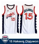 Maillot NBA Pas Cher USA 1996 Atalanta Olympics Hakeem Olajuwon 15 Home White Jersey