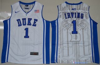 Maillot NCAA Pas Cher Duke Kyrie Irving 1 Blanc Bleu