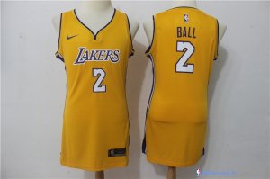 Maillot NBA Pas Cher Los Angeles Lakers Femme Lonzo Ball 2 Jaune Icon 2017/18