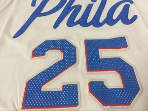 Maillot NBA Pas Cher Philadelphia Sixers Ben Simmons 25 Nike Crema Ville 2017/18