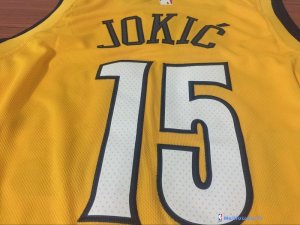 Maillot NBA Pas Cher Denver Nuggets Nikola Jokic 15 Jaune Statement 2017/18