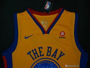 Maillot NBA Pas Cher Golden State Warriors Kevin Durant 35 Jaune Ville 2017/18