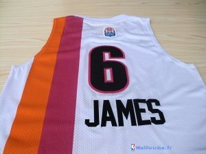 Maillot ABA Pas Cher Miami Heats James 6 Blanc