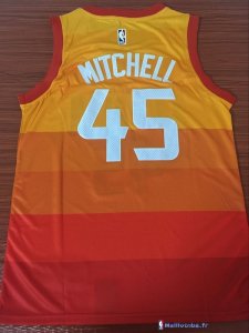 Maillot NBA Pas Cher Utah Jazz Donovan Mitchell 45 Nike Jaune Ville 2017/18