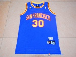 Maillot NBA Pas Cher Golden State Warriors Stephen Curry 30 Retro Bleu