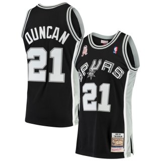San Antonio Spurs Tim Duncan Mitchell & Ness Black 200102 Hardwood Classics Authentic Jersey