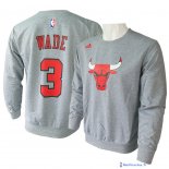 Maillot NBA Pas Cher Chicago Bulls Dwyane Wade 3 ML Gris