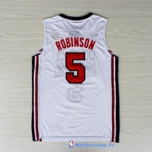 Maillot NBA Pas Cher USA 1992 David Robinson 5 Blanc