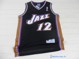 Maillot NBA Pas Cher Utah Jazz John Stockton 12 Retro Noir