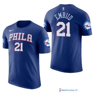 Maillot Manche Courte Philadelphia Sixers Joel Embiid 21 Bleu 2017/18