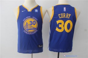 Maillot NBA Pas Cher Golden State Warriors Junior Stephen Curry 30 Bleu 2017/18