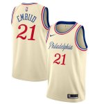 Philadelphia 76ers Joel Embiid Nike Cream 2019/20 Finished Swingman Jersey – City Edition