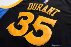 Maillot NBA Pas Cher Golden State Warriors Kevin Durant 35 Noir Jaune