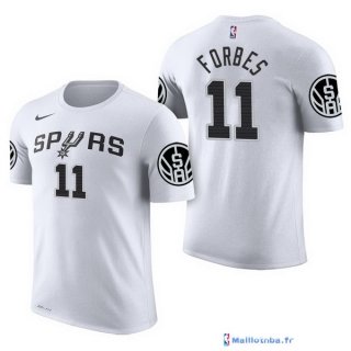 Maillot Manche Courte San Antonio Spurs Bryn Forbes 11 Blanc 2017/18