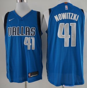 Maillot NBA Pas Cher Dallas Mavericks Dirk Nowitzki 41 Bleu Icon 2017/18