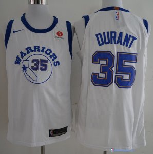 Maillot NBA Pas Cher Golden State Warriors Kevin Durant 35 Retro Blanc 2017/18