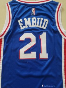 Maillot NBA Pas Cher Philadelphia Sixers Junior Joel Embiid 21 Bleu Icon 2017/18