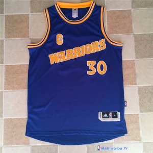 Maillot NBA Pas Cher Golden State Warriors Stephen Curry 30 Retro Bleu Jaune