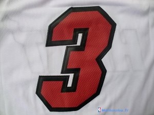 Maillot NBA Pas Cher Miami Heat Dwyane Wade 3 Blanc Rouge