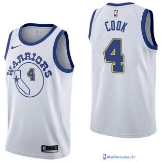 Maillot NBA Pas Cher Golden State Warriors Quinn Cook 4 Nike Retro Blanc 2017/18