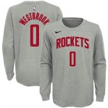 Houston Rockets Russell Westbrook Nike Gray Icon Name & Number Long Sleeve Performance T-Shirt