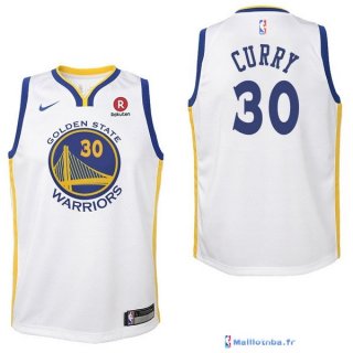 Maillot NBA Pas Cher Golden State Warriors Junior Stephen Curry 30 Blanc 2017/18