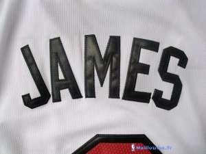 Maillot NBA Pas Cher Miami Heat LeBron James 6 Blanc Rouge