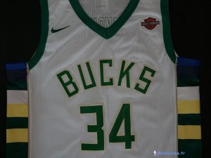 Maillot NBA Pas Cher Milwaukee Bucks Giannis Antetokounmpo 34 Blanc 2017/18