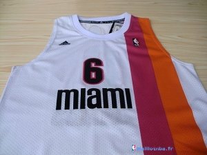 Maillot ABA Pas Cher Miami Heats James 6 Blanc