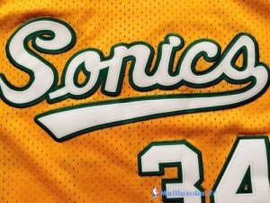 Maillot NBA Pas Cher Seattle Supersonics Ray Allen 34 Retro Jaune